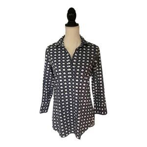 Vineyard Vines Relaxed Fit Tunic XS EUC‎ Dk Blue & White Linen Blend